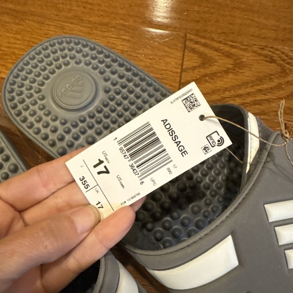 Adidas Men's Adissage Slide Sandals Size 17 New In Box Gray/White - Picture 5 of 7